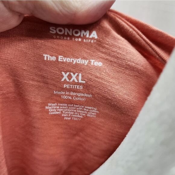 Sonoma Rust Orange Heart Print Everyday Short Sleeve Tee Size XXL Petite - Picture 5 of 6